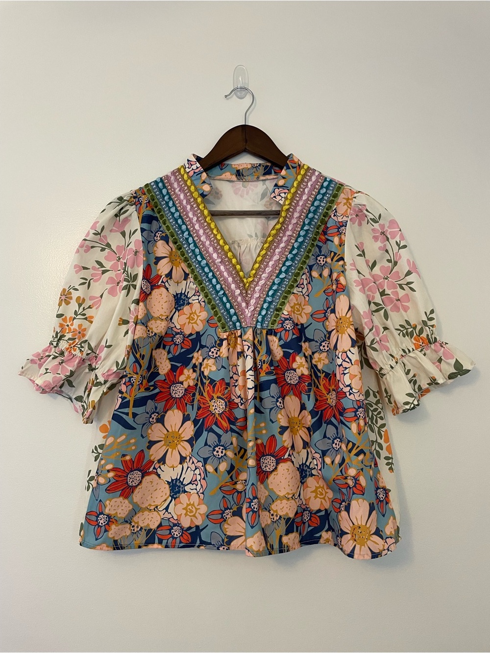 Floral Boho Embroidered Cottagecore Gardengirl Peasant Top
